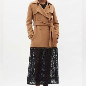 NWT Gabriela Hearst cashmere camel and black lace Coat